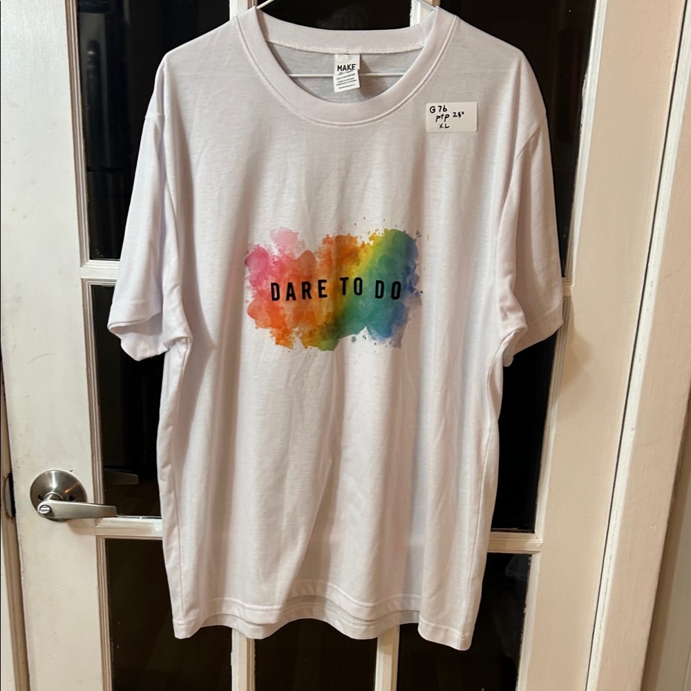 G76.   White T-Shirt with Colorful Graphic